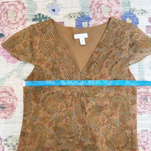 Y2K Womens Babydoll Paisley Silk Top Size 4 Forest Fairy Boho Ethereal Lined Vtg - Picture 4 of 5